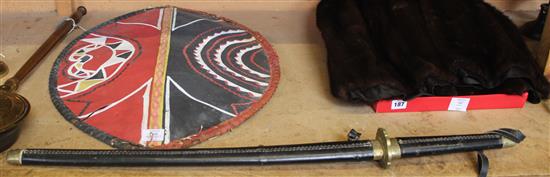 Japanese sword and African shield